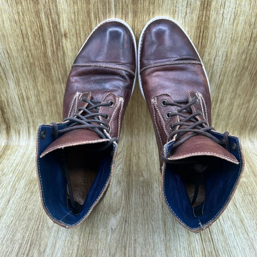 Bed Stu Leonardo Boots Men's Size 9 Brown Leather Cap Toe Lace Up Workshop